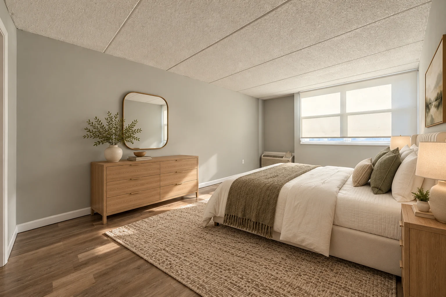 One-bedroom apartment: bedroom, second view