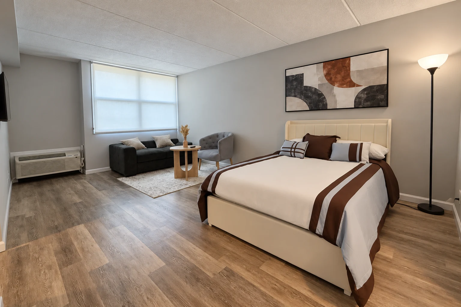 Living and sleeping area in an Empire 225 studio